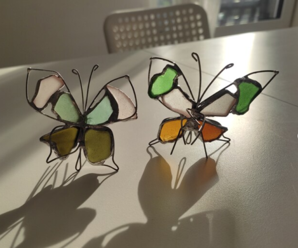 Sea glass butterflies to decorate lamp shades, sea stained glass suncatchers, beach home decor - Image 6