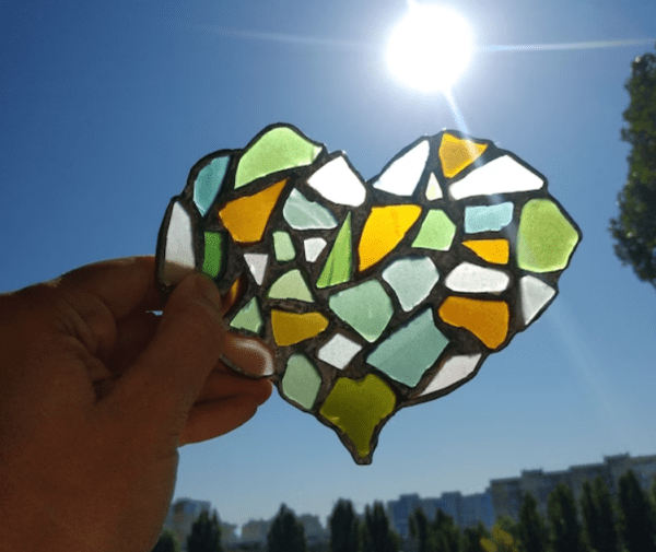 Heart ring dish, sea stained glass jewelry holder bowl ashtray - love gift, tealight candle holder - Image 8