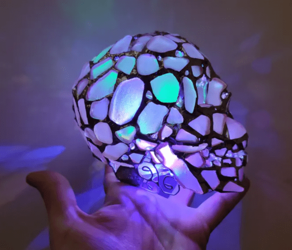 Sea stained glass skull light - human, 5 in, sea glass art, scary spooky home decor - Image 7