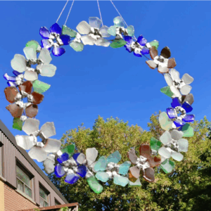 sea glass floral door wreath