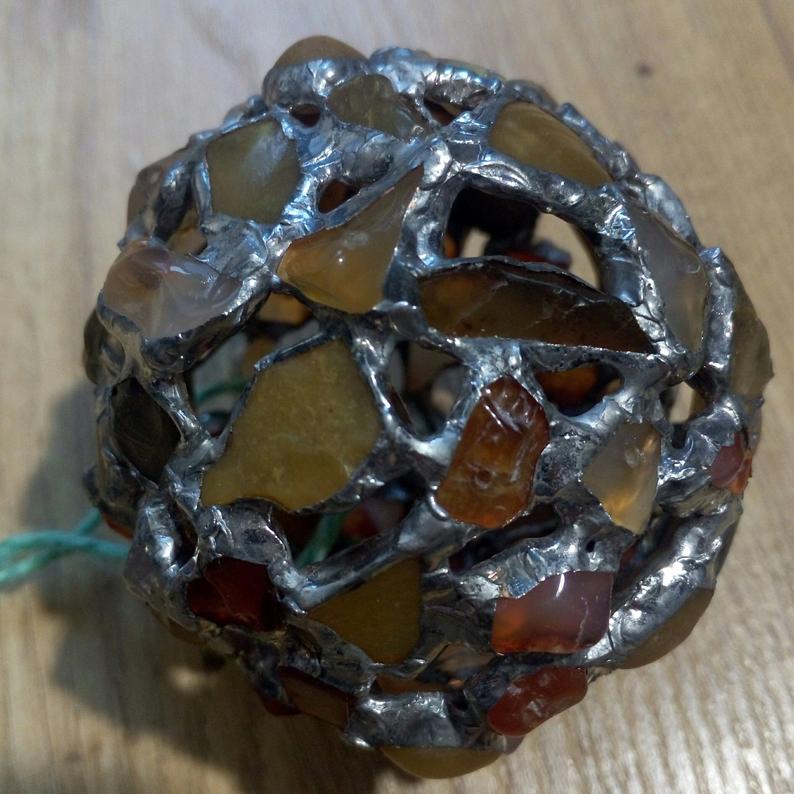 Christmas tree ornaments baubles: 4 type sea stained glass balls + "snowflake". Unique family heirloom - Image 10