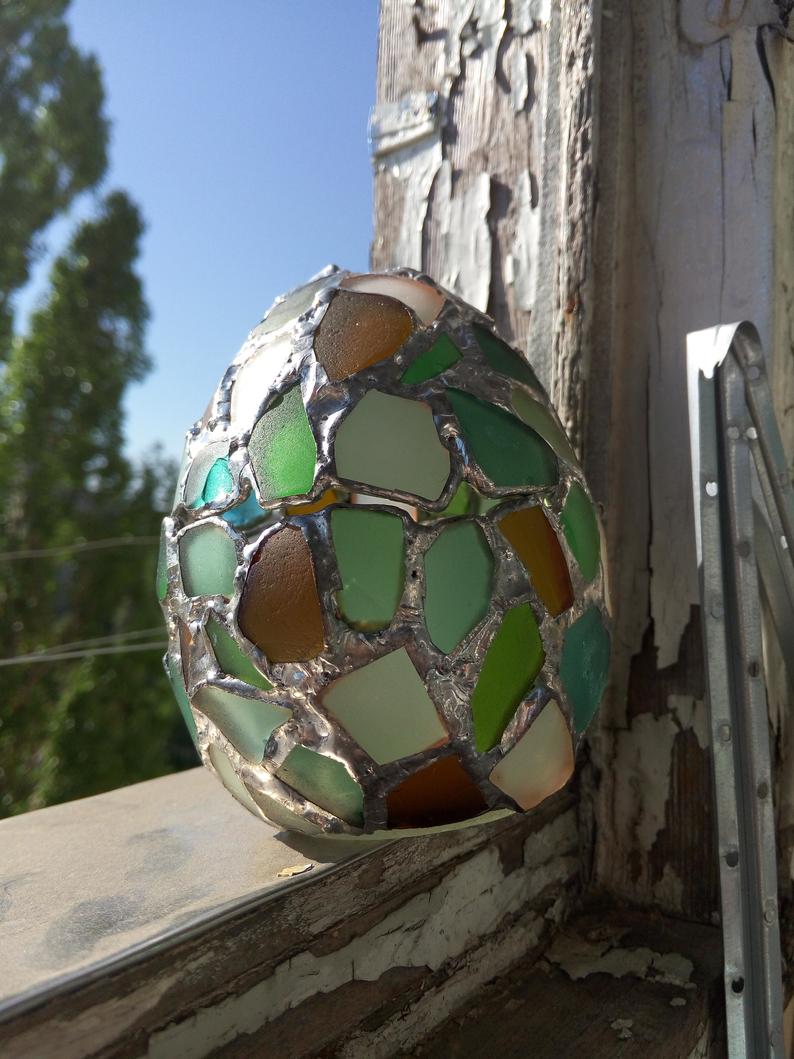Dragon egg jewelry box, sea stained glass easter egg, treasury box, home decor - Image 3
