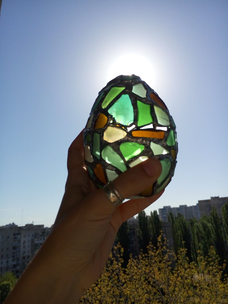 Dragon egg jewelry box, sea stained glass easter egg, treasury box, home decor - Image 7