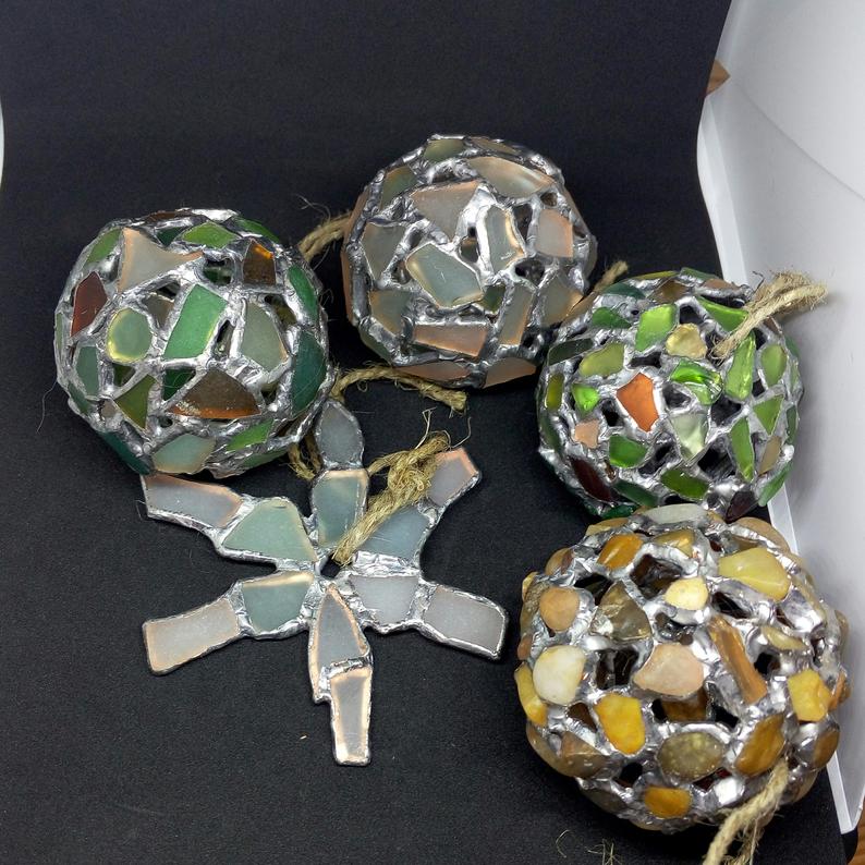 sea stained glass baubles