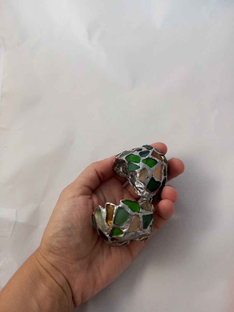 Easter egg - box, sea stained glass OOAK souvenir home decor, ring box, dragon egg, collectable - Image 6
