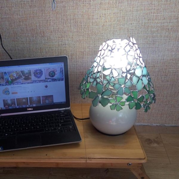 sea glass flower lamp