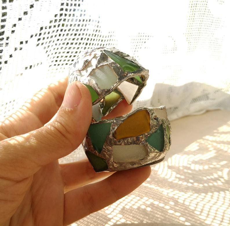 Small easter egg jewelry box, sea stained glass OOAK Faberge-style ring box, dragon egg, collectable - Image 13