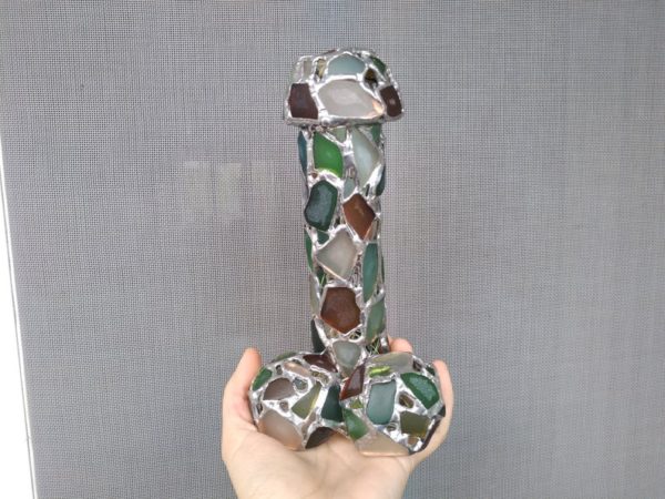 Mature penis figurine, sea stained glass "Poseidon's lingam" - adult love fetish gift, gay art, OOAK home decor dick, bedroom boudoir lamp - Image 6