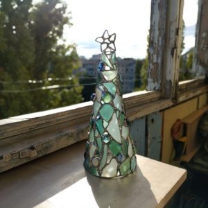 turquoise sea stained glass Christmas tree