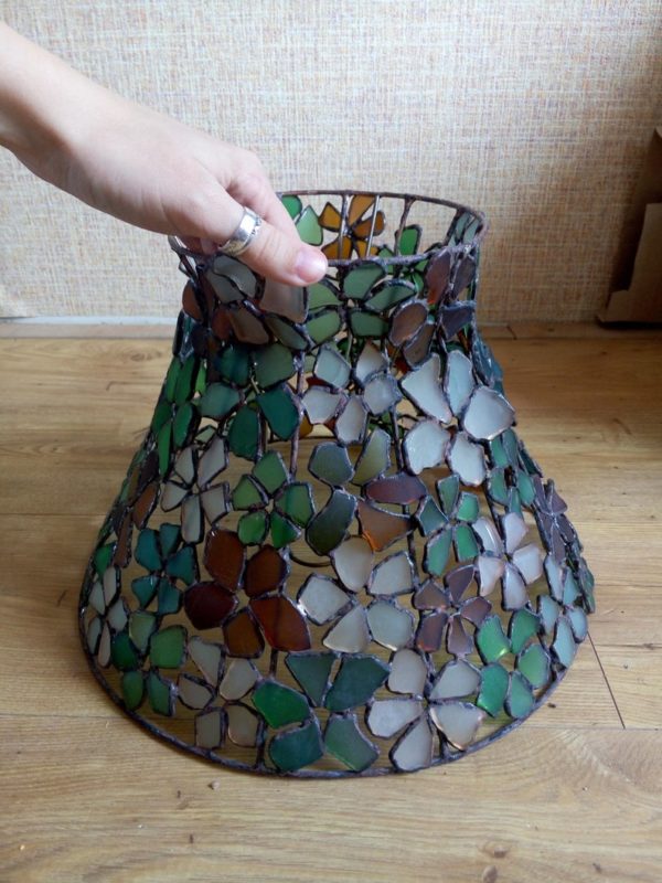 sea glass flower lamp shade