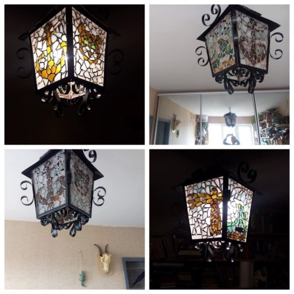 Big unique sea stained glass lantern