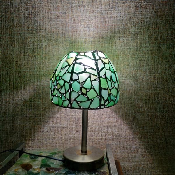 green sea glass lamp