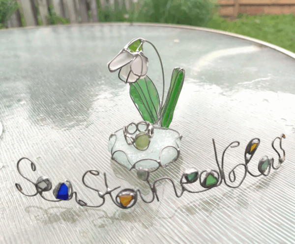 Sea glass miniature snowdrop flower ring dish, only one art decor - Image 9