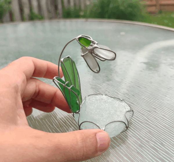 Sea glass miniature snowdrop flower ring dish, only one art decor - Image 8
