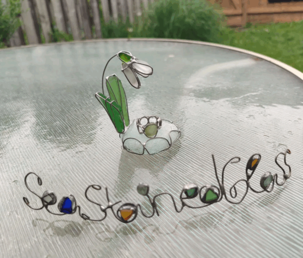 Sea glass miniature snowdrop flower ring dish, only one art decor - Image 7