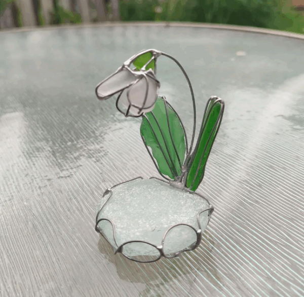 Sea glass miniature snowdrop flower ring dish, only one art decor - Image 6