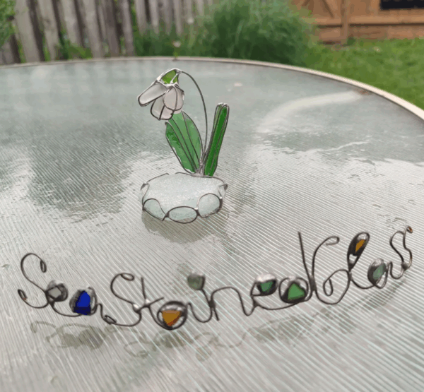 Sea glass miniature snowdrop flower ring dish, only one art decor - Image 5