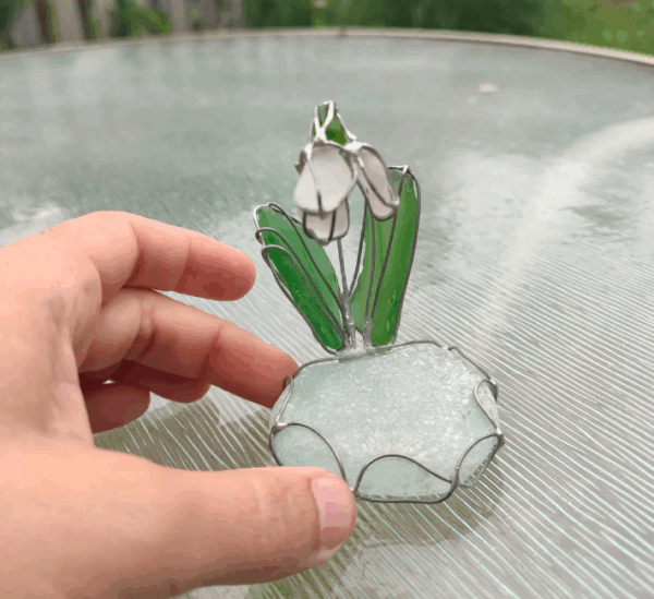 Sea glass miniature snowdrop flower ring dish, only one art decor - Image 4