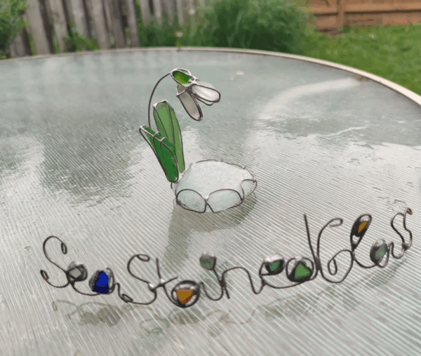 Sea glass miniature snowdrop flower ring dish, only one art decor - Image 2