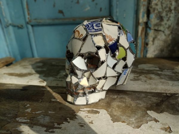 Sea pottery unique skull - human, 1:1, OOAK, scary spooky home decor - Image 4