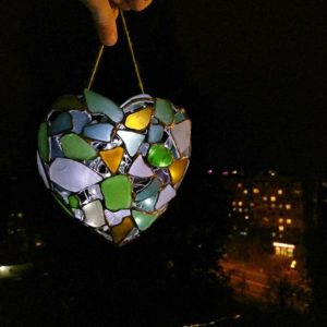 sea glass heart night light