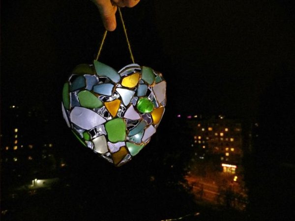 sea glass heart night light