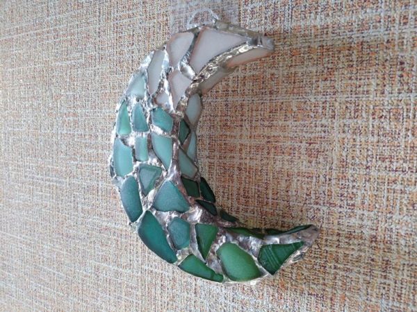 Seaglass moon and star jewelry dish, sea stained glass gradient crescent home decor, candle holder - Image 16