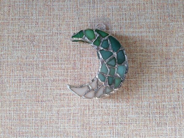 Seaglass moon and star jewelry dish, sea stained glass gradient crescent home decor, candle holder - Image 8