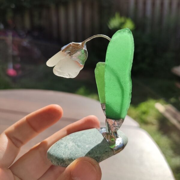 Sea glass miniature snowdrop flower, only one art decor - Image 4