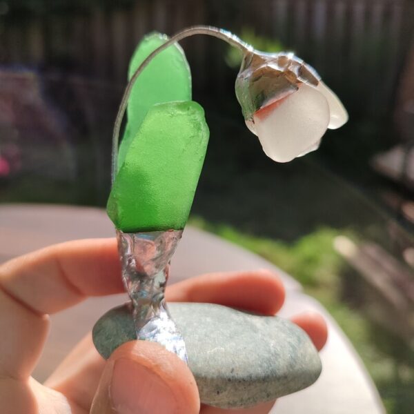 Sea glass miniature snowdrop flower, only one art decor - Image 6