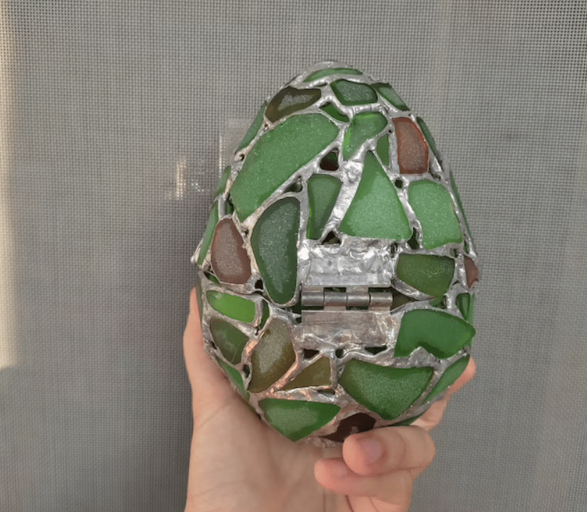 Big egg jewelry box, sea stained glass dragon or easter egg, treasury box, home decor - Image 9