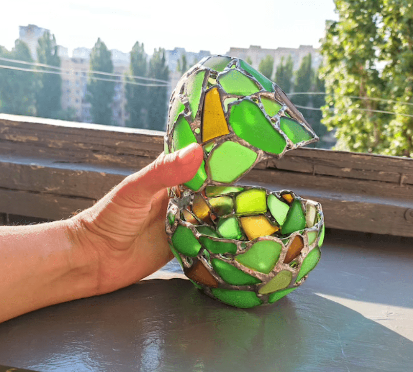 Big egg jewelry box, sea stained glass dragon or easter egg, treasury box, home decor - Image 7