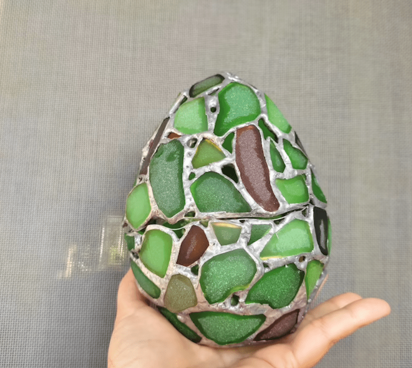 Big egg jewelry box, sea stained glass dragon or easter egg, treasury box, home decor - Image 5