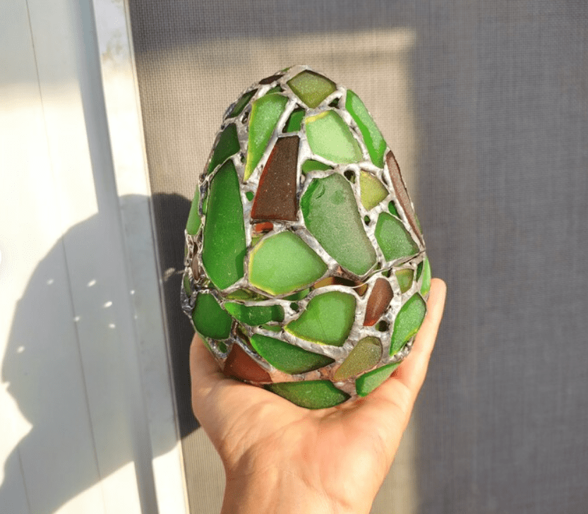 Big egg jewelry box, sea stained glass dragon or easter egg, treasury box, home decor - Image 4