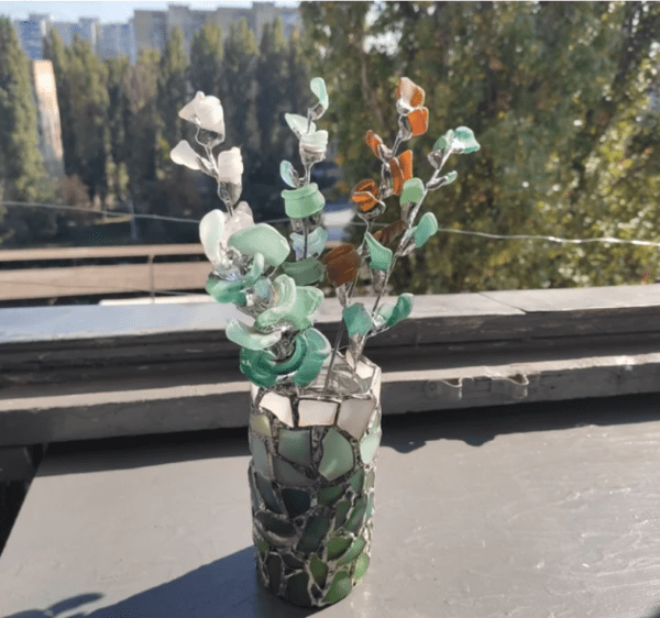 Sea glass hyacinth delfinium, unique beach glass flowers, artificial bouquet - Image 11
