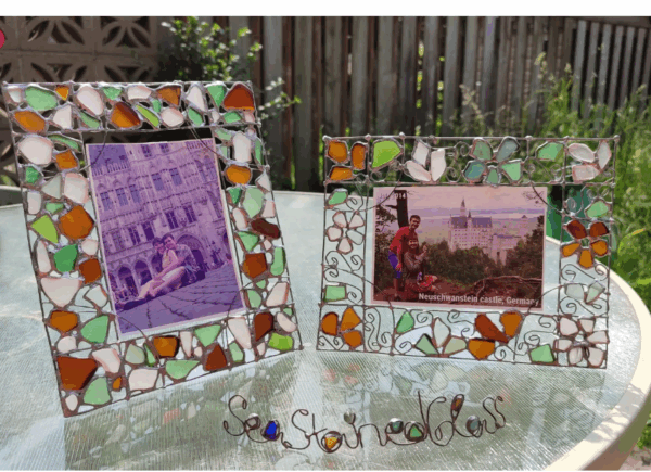 Sea stained glass picture / photo frames, 10*15 cm (6"*4"), made to order, with plastic screen - Image 2