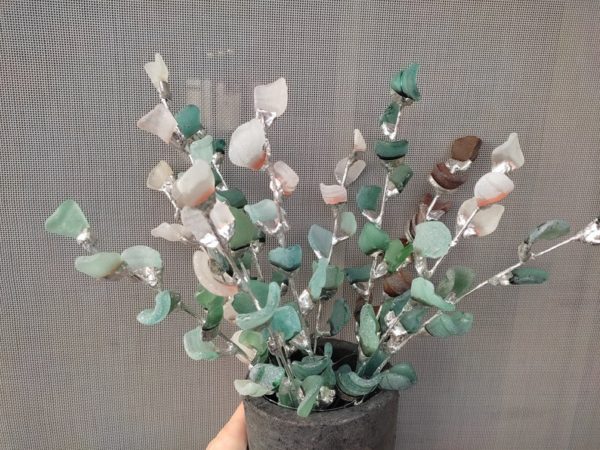 Sea glass hyacinth delfinium, unique beach glass flowers, artificial bouquet - Image 3