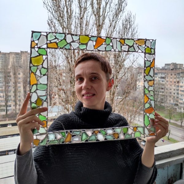 Custom sea stained glass frame for pictures/mirrors, made to order - Image 7