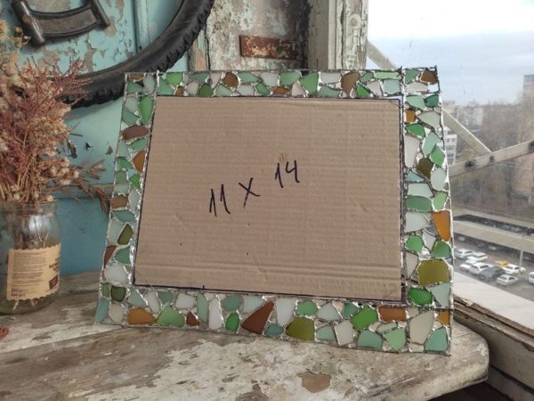 Custom sea stained glass frame for pictures/mirrors, made to order - Image 2