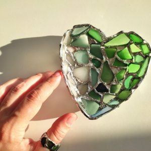 sea glass heart dish