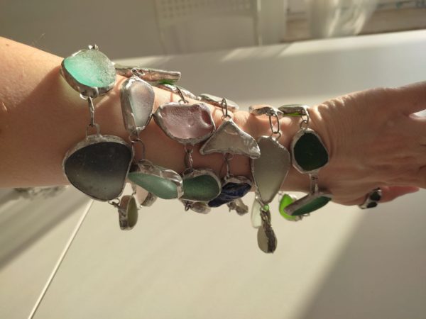 Seaglass bracelets, unique wearable art - Image 9