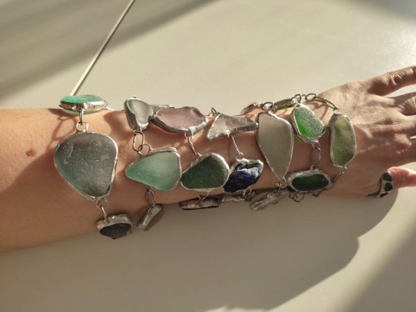 Seaglass bracelets, unique wearable art - Image 4