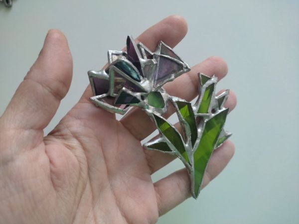 Big stained glass brooch thistle - Image 9