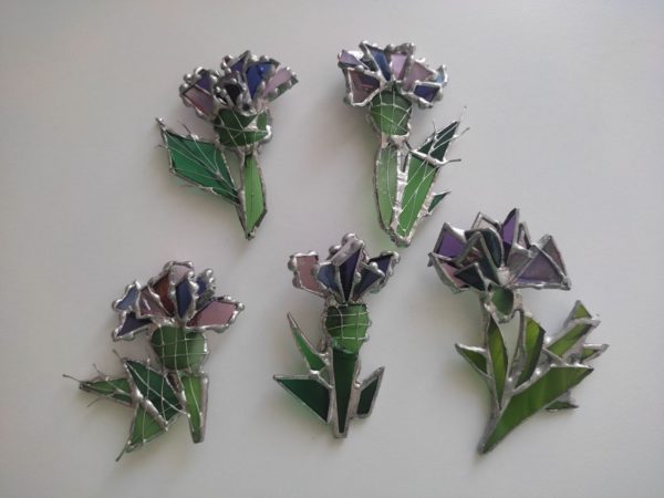 Big stained glass brooch thistle - Image 14