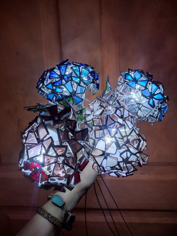 Stained glass hydrangea night light, bottle glass upcycled botanical art - Image 10