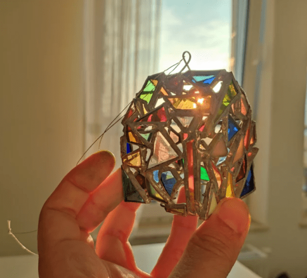 Stained glass house, 3D suncatcher, Christmas tree ornament