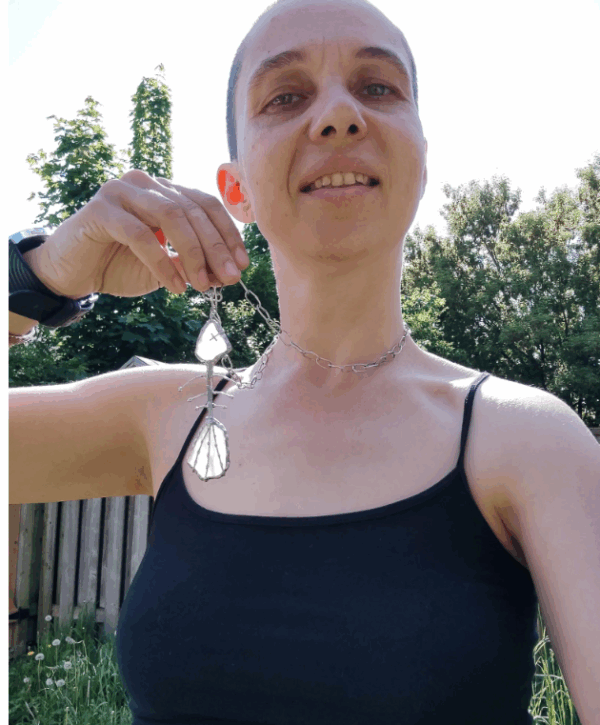 Seaglass fish skeleton / bone necklace, unique statement upcycled jewelry, wearable art - brutal and heavy - Image 4