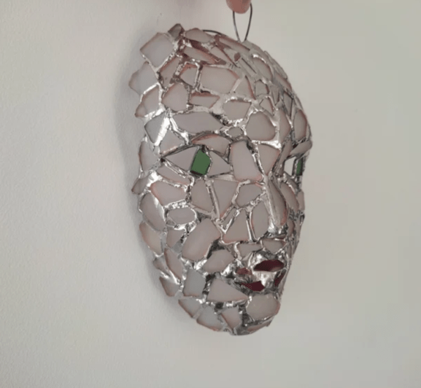 Sea stained glass mask, 3D womans face wall art, unique creepy home decor, night light - Image 3