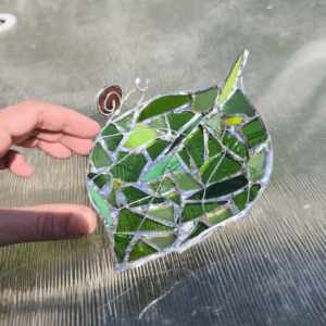 leaf snail ring dish stained glass