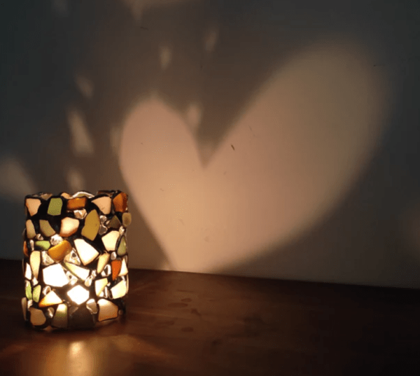 Heart sea glass candle holder, upcycled tealight holder, openwork rustic decor, recycled art - Image 5